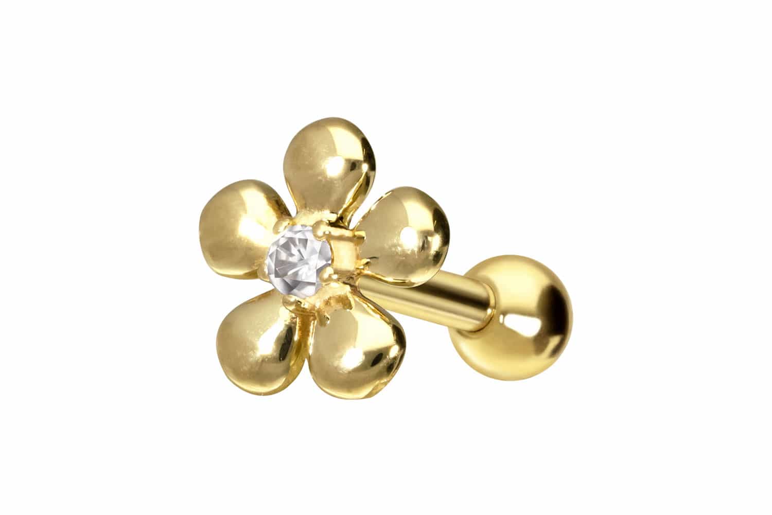 14/18 Karat Gold Ohrpiercing MOISSANIT + BLUME